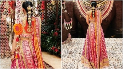 Assisted by celebrity fashion stylist Rhea Kapoor, Radhika accessorised her glamorous look with heritage jewellery from her mother, featuring exquisite necklaces, bangles, and statement earrings. (Instagram) Assisted by celebrity fashion stylist Rhea Kapoor, Radhika accessorised her glamorous look with heritage jewellery from her mother, featuring exquisite necklaces, bangles, and statement earrings. (Instagram)