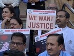 All Doctors Association protests in Navi Mumbai against the rape-murder of a Kolkata trainee doctor on Wednesday, (Bachchan Kumar/ HT PHOTO)