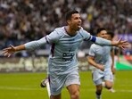 Cristiano Ronaldo celebrates after scoring a goal. Cristiano Ronaldo celebrates after scoring a goal.