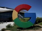 The Google logo is displayed in front of company headquarters during the Made By Google event on August 13, 2024 in Mountain View, California. (Justin Sullivan/Getty Images via AFP)