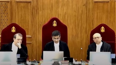 A bench comprising Chief Justice of India (CJI) D.Y. Chandrachud, Justice J.B. Pardiwala and Justice Manoj Misra during hearing on a suo moto case related to the alleged sexual assault and murder of a postgraduate trainee doctor in Kolkata, at the Supreme Court in New Delhi, Tuesday. (PTI) A bench comprising Chief Justice of India (CJI) D.Y. Chandrachud, Justice J.B. Pardiwala and Justice Manoj Misra during hearing on a suo moto case related to the alleged sexual assault and murder of a postgraduate trainee doctor in Kolkata, at the Supreme Court in New Delhi, Tuesday. (PTI)