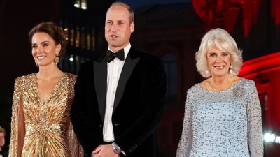 Britain's Kate, the Duchess of Cambridge, Prince William, Camilla, the Duchess of Cornwall and Prince Charles, arrive for the World premiere of 'No Time To Die', in London. (AP) Britain's Kate, the Duchess of Cambridge, Prince William, Camilla, the Duchess of Cornwall and Prince Charles, arrive for the World premiere of 'No Time To Die', in London. (AP)