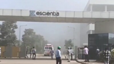 At least 17 workers were killed and 30 others injured in an explosion at the pharmaceutical manufacturing unit in Andhra Pradesh on Wednesday (Twitter/video screengrab) At least 17 workers were killed and 30 others injured in an explosion at the pharmaceutical manufacturing unit in Andhra Pradesh on Wednesday (Twitter/video screengrab)