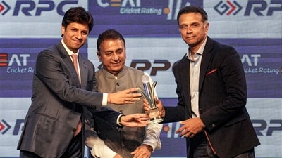 Former cricketer Sunil Gavaskar presents the CEAT Lifetime Achievement Award to former India coach Rahul Dravid (PTI) Former cricketer Sunil Gavaskar presents the CEAT Lifetime Achievement Award to former India coach Rahul Dravid (PTI)