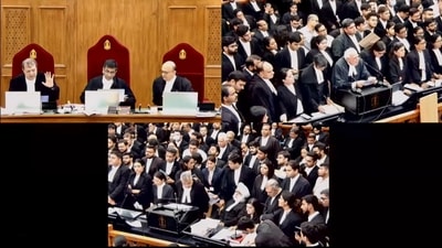 A bench comprising Chief Justice of India (CJI) DY Chandrachud, Justice JB Pardiwala and Justice Manoj Misra during hearing on a suo motu case related to the alleged sexual assault and murder of a postgraduate trainee doctor in Kolkata on August 22, 2024. (PTI) A bench comprising Chief Justice of India (CJI) DY Chandrachud, Justice JB Pardiwala and Justice Manoj Misra during hearing on a suo motu case related to the alleged sexual assault and murder of a postgraduate trainee doctor in Kolkata on August 22, 2024. (PTI)