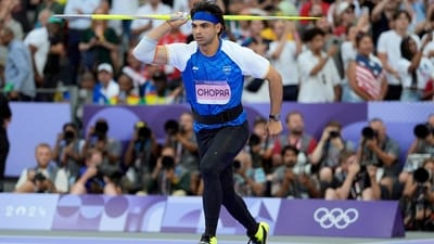 Neeraj Chopra, of India, competes during the men's javelin throw final at the 2024 Summer Olympics. (AP) Neeraj Chopra, of India, competes during the men's javelin throw final at the 2024 Summer Olympics. (AP)