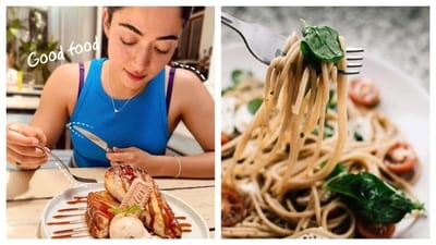 Relishing good food instantly uplifts your spirits. Food is not merely sustenance. It transcends beyond the role of being fuel for the body. It’s the ultimate source of comfort and joy. Food is a sensory experience, engaging all your senses to make you happy. (Instagram/@rashmika_madanna & Pexels) Relishing good food instantly uplifts your spirits. Food is not merely sustenance. It transcends beyond the role of being fuel for the body. It’s the ultimate source of comfort and joy. Food is a sensory experience, engaging all your senses to make you happy. (Instagram/@rashmika_madanna & Pexels)