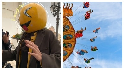  With only one shot at life, fun is a no-brainer. Rashmika shared a funny picture, wearing a goofy emoji helmet-mask. Fun makes life full of joy, and spontaneity, helping us escape the daily stress. It reminds us to embrace the moment and take pleasure in the small things in life. (Instagram/@rashmika_mandanna & pexels) With only one shot at life, fun is a no-brainer. Rashmika shared a funny picture, wearing a goofy emoji helmet-mask. Fun makes life full of joy, and spontaneity, helping us escape the daily stress. It reminds us to embrace the moment and take pleasure in the small things in life. (Instagram/@rashmika_mandanna & pexels)
