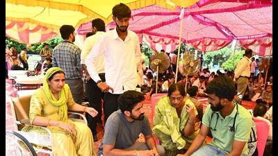 The decision to end the strike was made during a general body meeting (GBM) held at the protest camp on Chandigarh’s PGIMER premises at 3 pm on Thursday. (Keshav Singh/HT)