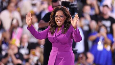 US producer/actress Oprah Winfrey arrives to speak on the third day of the Democratic National Convention at the United Center in Chicago, Illinois, on Wednesday. (AFP)