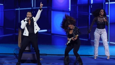 John Legend performs on Day 3 of the Democratic National Convention (DNC) at the United Center, in Chicago, Illinois, U.S., August 21, 2024. (REUTERS)