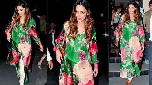 Deepika in a floral printed kurta and white pants. (Yogen Shah) Deepika in a floral printed kurta and white pants. (Yogen Shah)