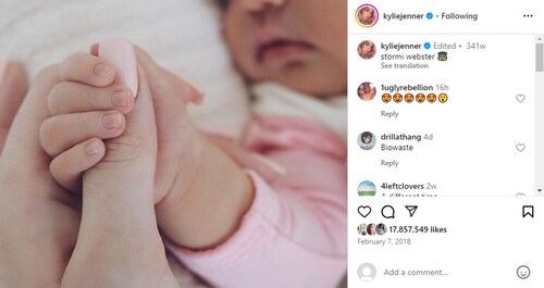 Kylie Jenner's post introducing Stormi Webster in 2018 (Photo: Instagram/kyliejenner)