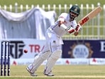 Bangladesh's Shadman Islam plays a shot