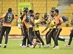 Hubli Tigers won the match after triple super over. Hubli Tigers won the match after triple super over.