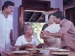 A still from the 1991 Malayalam movie Sandesam.