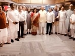 Members of Parliament's Joint Committee on Waqf (Amendment) Bill pose for a photograph at a break during their first meeting at Parliament House Annexe in New Delhi on August 22. Members of Parliament's Joint Committee on Waqf (Amendment) Bill pose for a photograph at a break during their first meeting at Parliament House Annexe in New Delhi on August 22.