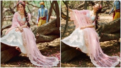 For her look, she chose a pastel lehenga featuring a light blue and pink blouse embellished with intricate silver patterns and detailing. She paired it with a blue lehenga skirt adorned with silver hand embroidery, radiating royal vibes. (Instagram/@tamannaahspeaks) For her look, she chose a pastel lehenga featuring a light blue and pink blouse embellished with intricate silver patterns and detailing. She paired it with a blue lehenga skirt adorned with silver hand embroidery, radiating royal vibes. (Instagram/@tamannaahspeaks)