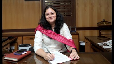 Anindita Mitra, a 2007-batch Indian Administrative Services (IAS) officer of the Punjab cadre, had joined as MC commissioner on August 23, 2021, for a three-year term, becoming the first regular IAS officer from Punjab to serve in the position. (HT Photo)
