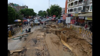Barricaded Section 6 of Vikas Nagar after a road cave-in. (File)