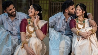 Saai Vishnu and Megha Akash at their traditional engagement ceremony. Saai Vishnu and Megha Akash at their traditional engagement ceremony.