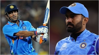 Dinesh Karthik (R) didn't pick MS Dhoni in his original all-time India XI last week (Files) Dinesh Karthik (R) didn't pick MS Dhoni in his original all-time India XI last week (Files)
