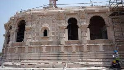 On first floor of the Ram Mandir, a Ram Darbar of white marble will be set up. It is under construction in Jaipur. (Pic for representation) On first floor of the Ram Mandir, a Ram Darbar of white marble will be set up. It is under construction in Jaipur. (Pic for representation)
