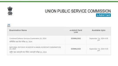UPSC CDS II, NDA NA II hall tickets 2024 are released at upsc.gov.in, direct link to download is given here. UPSC CDS II, NDA NA II hall tickets 2024 are released at upsc.gov.in, direct link to download is given here.