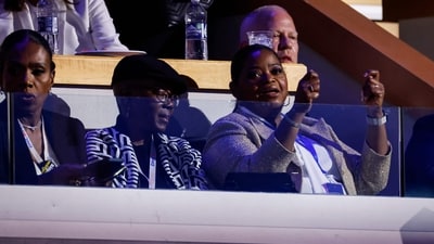 Actor Octavia Spencer (right) attends the final day of the Democratic National Convention at the United Center on August 22, 2024 in Chicago, Illinois. Delegates, politicians, and Democratic Party supporters were in Chicago, as current Vice President Kamala Harris was named her party's presidential nominee. (AFP) Actor Octavia Spencer (right) attends the final day of the Democratic National Convention at the United Center on August 22, 2024 in Chicago, Illinois. Delegates, politicians, and Democratic Party supporters were in Chicago, as current Vice President Kamala Harris was named her party's presidential nominee. (AFP)