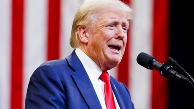 BOZEMAN, MONTANA - AUGUST 09: Republican presidential nominee, former U.S. President Donald Trump speaks at a rally (Getty Images via AFP) BOZEMAN, MONTANA - AUGUST 09: Republican presidential nominee, former U.S. President Donald Trump speaks at a rally (Getty Images via AFP)
