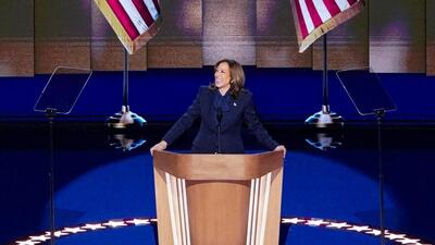 US vice-president Kamala Harris at the Democratic National Convention in Chicago. (Bloomberg) US vice-president Kamala Harris at the Democratic National Convention in Chicago. (Bloomberg)