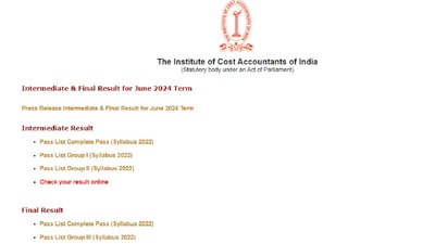 ICMAI CMA Result June 2024 out for Inter & Final courses, direct link to check ICMAI CMA Result June 2024 out for Inter & Final courses, direct link to check