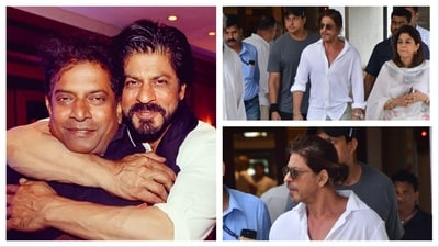 Shah Rukh Khan seemed in a sombre mood at the prayer meet. Shah Rukh Khan seemed in a sombre mood at the prayer meet.