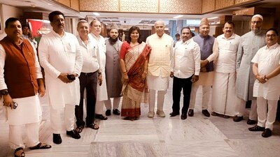 Members of Parliament's Joint Committee on Waqf (Amendment) Bill pose for a photograph at a break during their first meeting at Parliament House Annexe in New Delhi on August 22. (PTI) Members of Parliament's Joint Committee on Waqf (Amendment) Bill pose for a photograph at a break during their first meeting at Parliament House Annexe in New Delhi on August 22. (PTI)