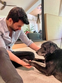 Karan Deol with his Labrador Louis.