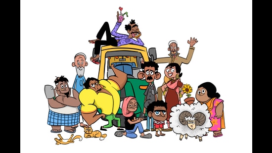 A collection of characters from the Hallu Bol universe of Rahil Mohsin and Alankrita Amaya.