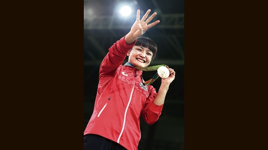 Wrestler Kaori Icho of Japan, who holds the world record for most Olympic golds in her sport (2004, 2008, 2012 and 2016). (Getty Images)