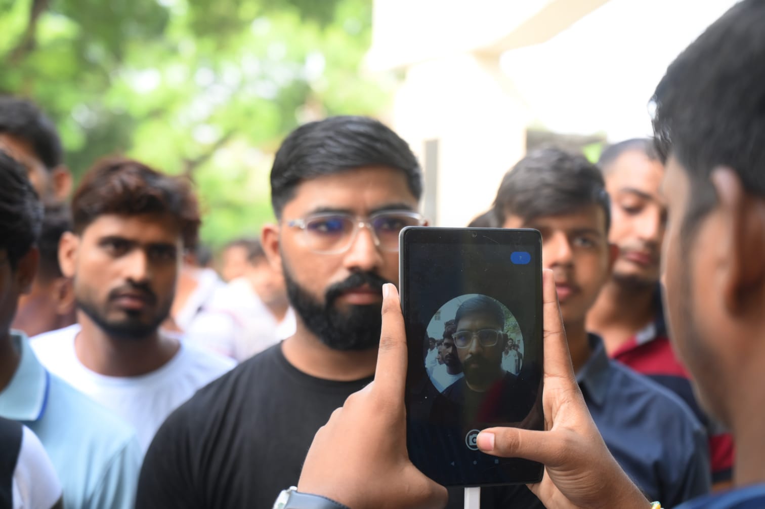Candidates' data was checked thoroughly before the commencement of exam at a centre in Lucknow. (Photo courtesy: Deepak Gupta)