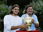 Roger Federer with Peter Lundgren. Roger Federer with Peter Lundgren.