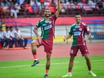 Mohun Bagan celebrate a goal.