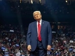GLENDALE, ARIZONA - AUGUST 23: Republican presidential nominee, former U.S. President Donald Trump departs the stage after speaking during a campaign rally at Desert Diamond Arena on August 23, 2024 in Glendale, Arizona. 