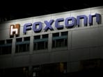 FILE PHOTO: The logo of Foxconn is seen outside the company's building in Taipei, Taiwan,