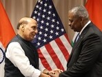 Union defence minister Rajnath Singh with US counterpart Lloyd Austin (X/@rajnathsingh) Union defence minister Rajnath Singh with US counterpart Lloyd Austin (X/@rajnathsingh)