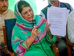 Peoples Democratic Party (PDP) President Mehbooba Mufti during the release of the party's election manifesto ahead of the state assembly elections, in Srinagar, Saturday, Aug. 24, 2024. Peoples Democratic Party (PDP) President Mehbooba Mufti during the release of the party's election manifesto ahead of the state assembly elections, in Srinagar, Saturday, Aug. 24, 2024.