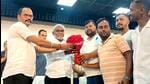 Former Jharkhand chief minister Champai Soren being felicitated during a gathering, in Seraikela Kharsawan on Saturday. (ANI)