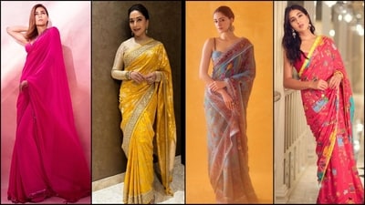 From vibrant reds to elegant pastels, get ready to dazzle and elevate your Janmashtami look with these stunning B-town diva-inspired sarees. (Instagram) From vibrant reds to elegant pastels, get ready to dazzle and elevate your Janmashtami look with these stunning B-town diva-inspired sarees. (Instagram)