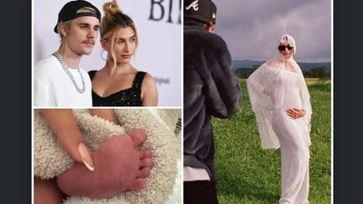 Justin Bieber revealed the child’s name is Jack Blues Bieber. In the photo, it seems that Hailey is holding her new born baby's foot. (AP)