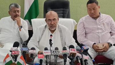 Manipur chief minister N Biren Singh held a press conference at the CM’s Durbar Hall in Imphal on Saturday Manipur chief minister N Biren Singh held a press conference at the CM’s Durbar Hall in Imphal on Saturday