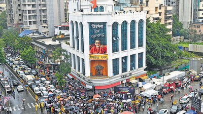 Mumbai, India. Aug 24, 2024: Shiv Sena (UBT) chief Uddhav Thackeray led the protest at Sena Bhavan in Dadar, Mumbai on saturday.. Maharashtra Vikas Aghadi (MVA) staged a protest across the state to condemn the sexual assaults on two minor girls in School in Badlapur. Mumbai, India. Aug 24, 2024. (Photo by Raju Shinde/ Hindustan Times) (Hindustan Times) Mumbai, India. Aug 24, 2024: Shiv Sena (UBT) chief Uddhav Thackeray led the protest at Sena Bhavan in Dadar, Mumbai on saturday.. Maharashtra Vikas Aghadi (MVA) staged a protest across the state to condemn the sexual assaults on two minor girls in School in Badlapur. Mumbai, India. Aug 24, 2024. (Photo by Raju Shinde/ Hindustan Times) (Hindustan Times)