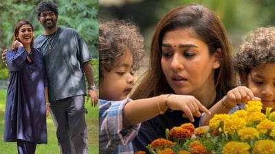 Nayanthara with Vignesh Shivan and twins Ulag, Uyir. Nayanthara with Vignesh Shivan and twins Ulag, Uyir.
